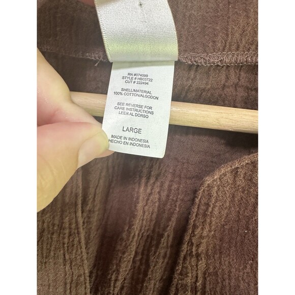 Baja Blue Swim Coverup 100% Cotton Gauzy Brown Sequin Detail Size Large Beach - Picture 3 of 8